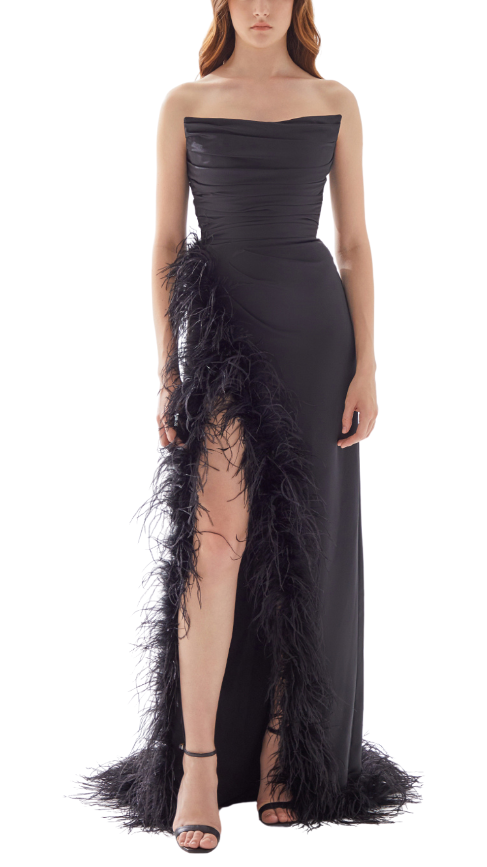 Tarik Ediz Eliza Feather Gown in Black