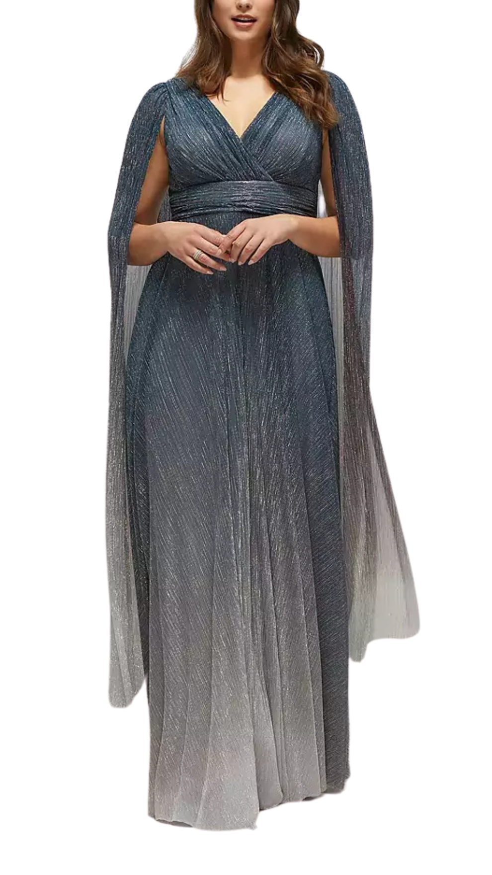 Style Lease Shirley Ombre Pleated Dress in Cosmic Blue