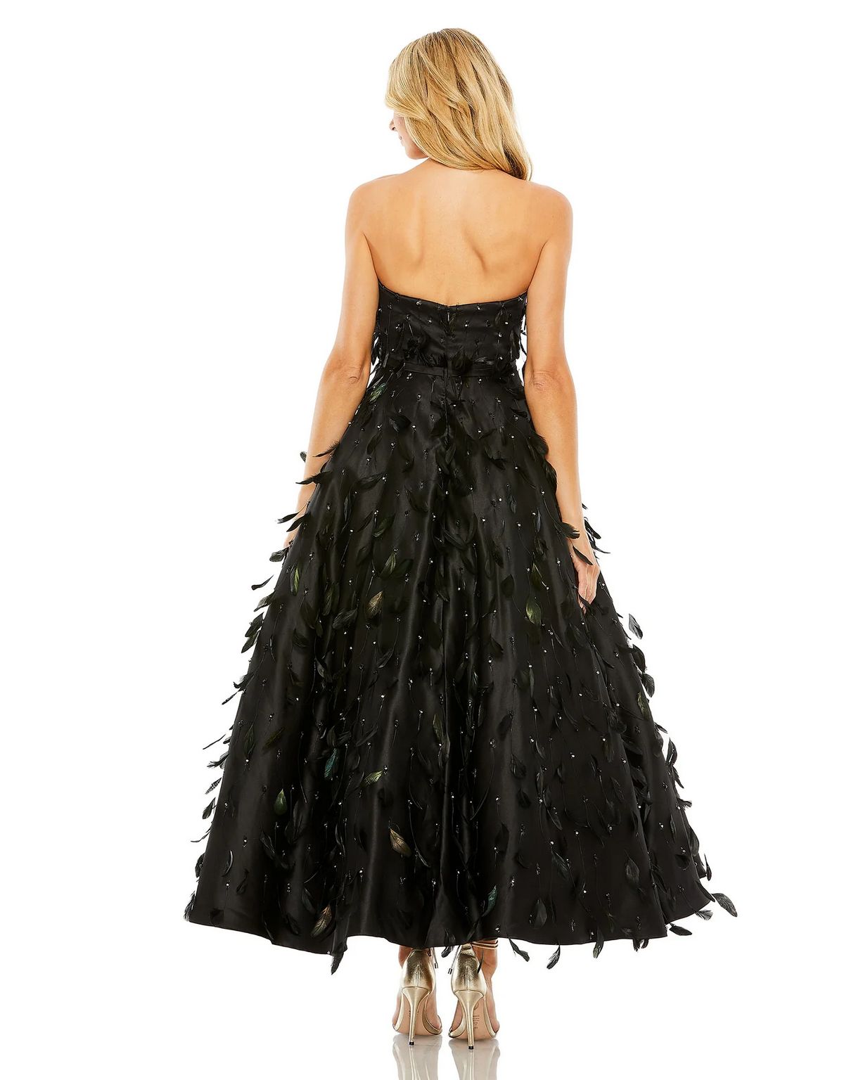 Mac Duggal 11634 Long Strapless Feather Embellished Ball Gown