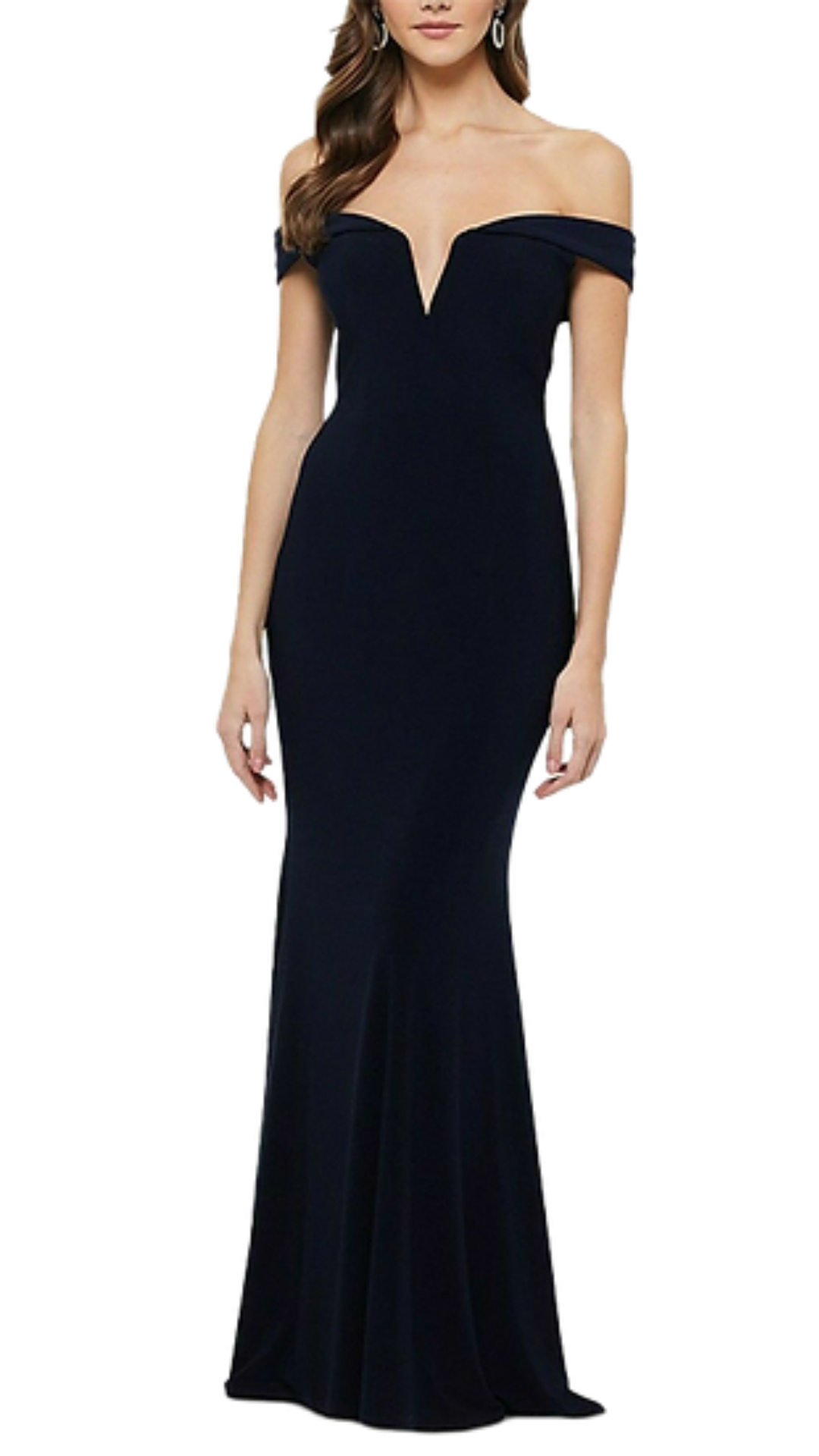 Excape Tia Off-Shoulder Mermaid Gown in Navy