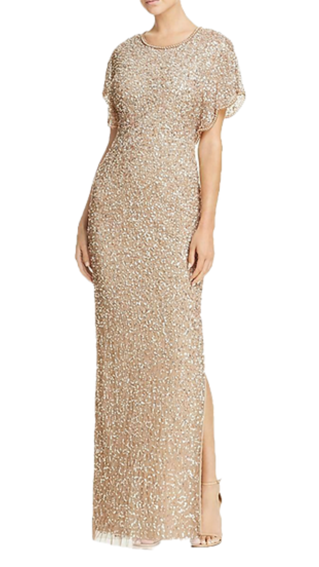 Adrianna Papell Rudith Butterfly Sleeve Gown in Rose Gold
