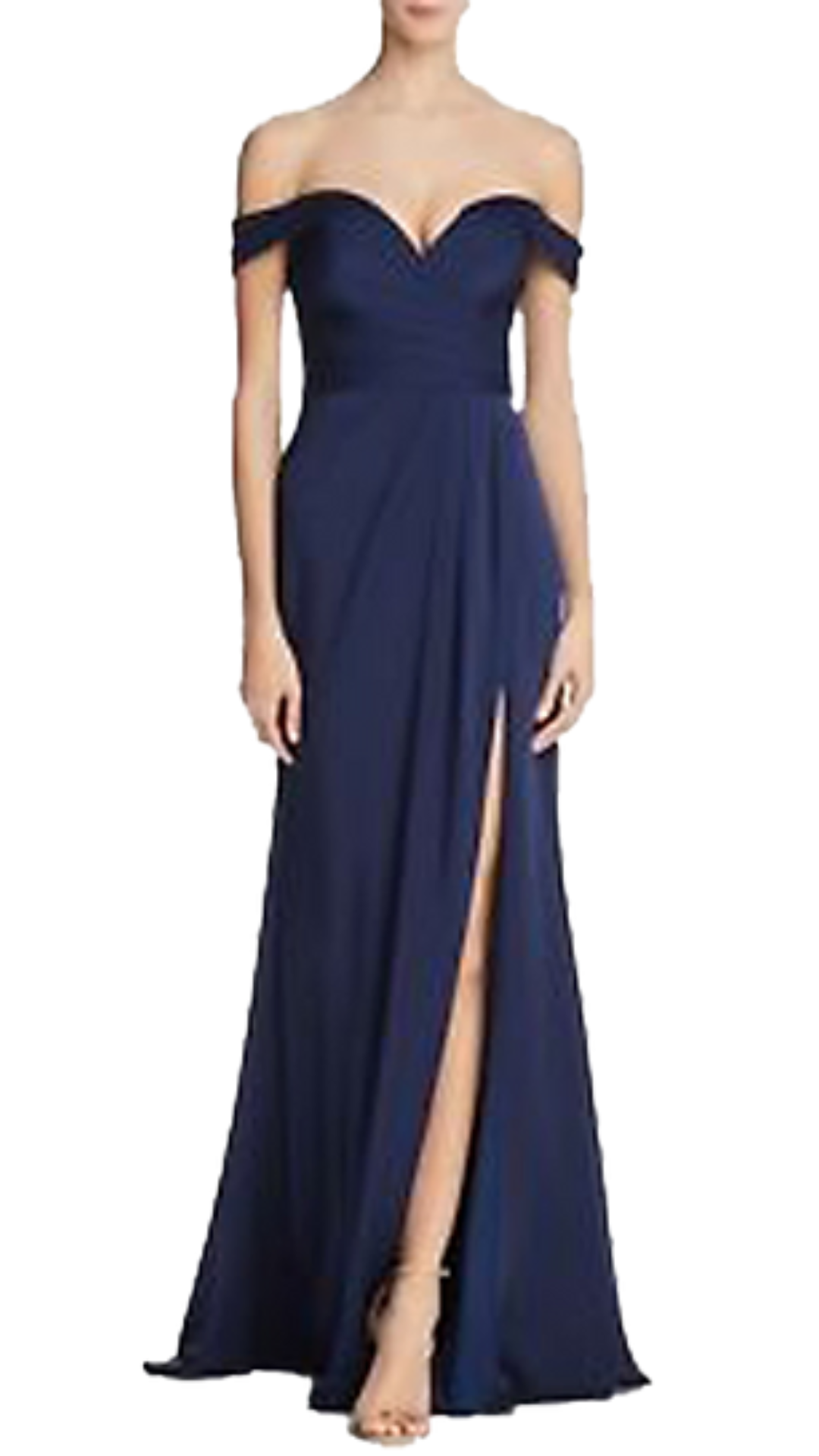 Faviana Alessa Off-Shoulder Wrap Gown in Navy