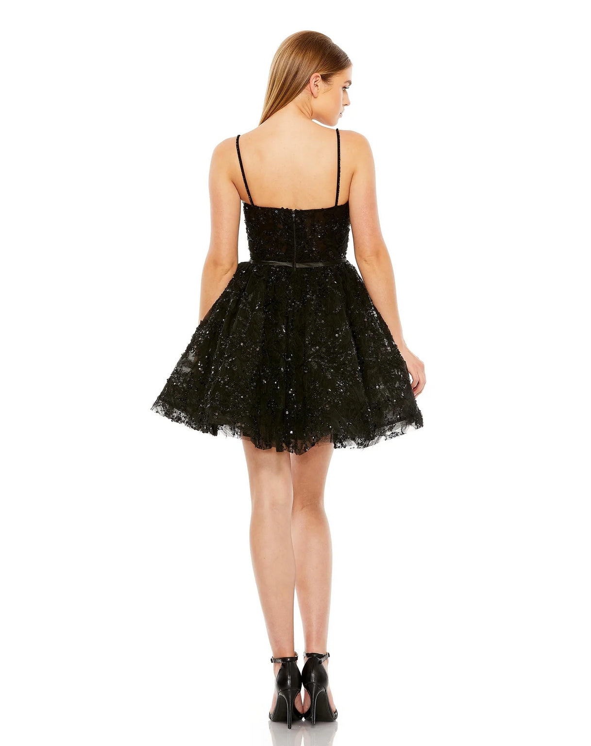 Mac Duggal 20641 Beaded Strap Bustier Sequin Short Dress