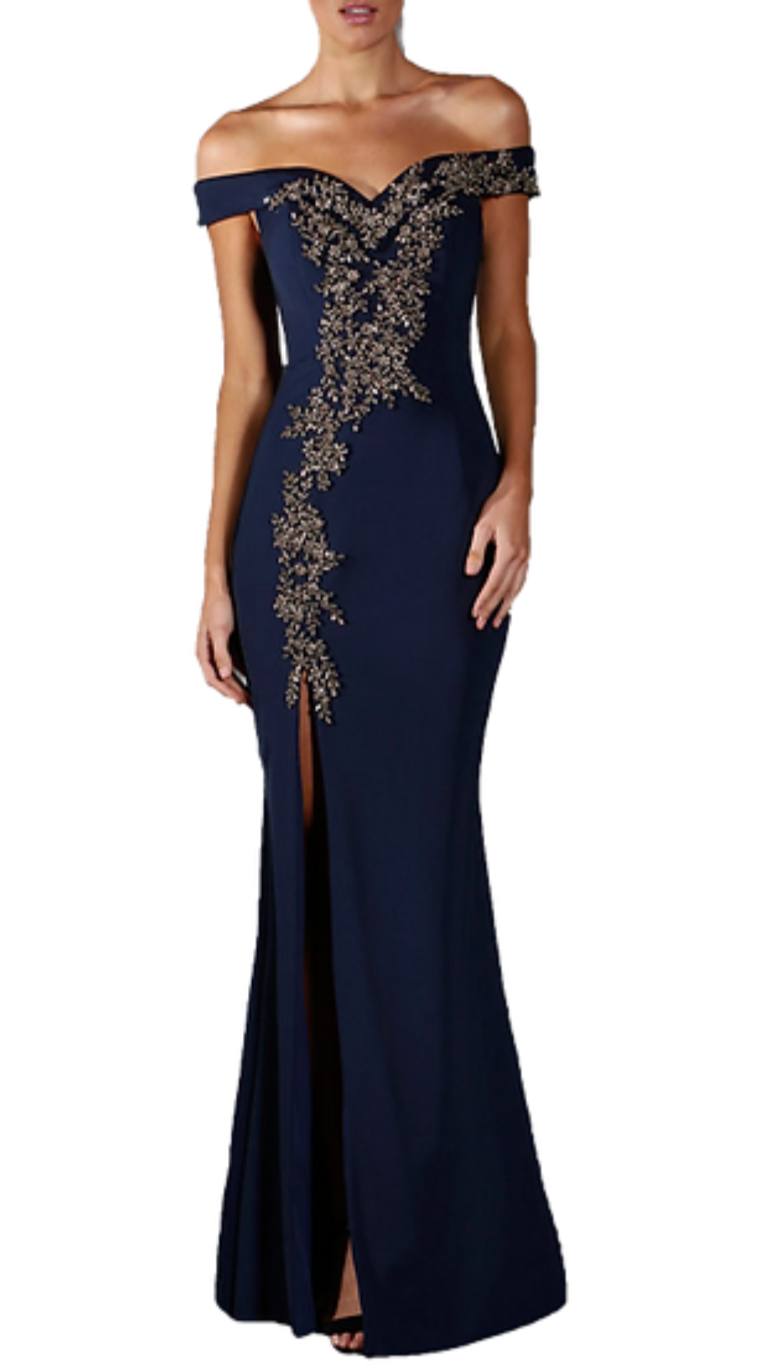 Jadore Claudia Off-Shoulder Mermaid Gown in Navy