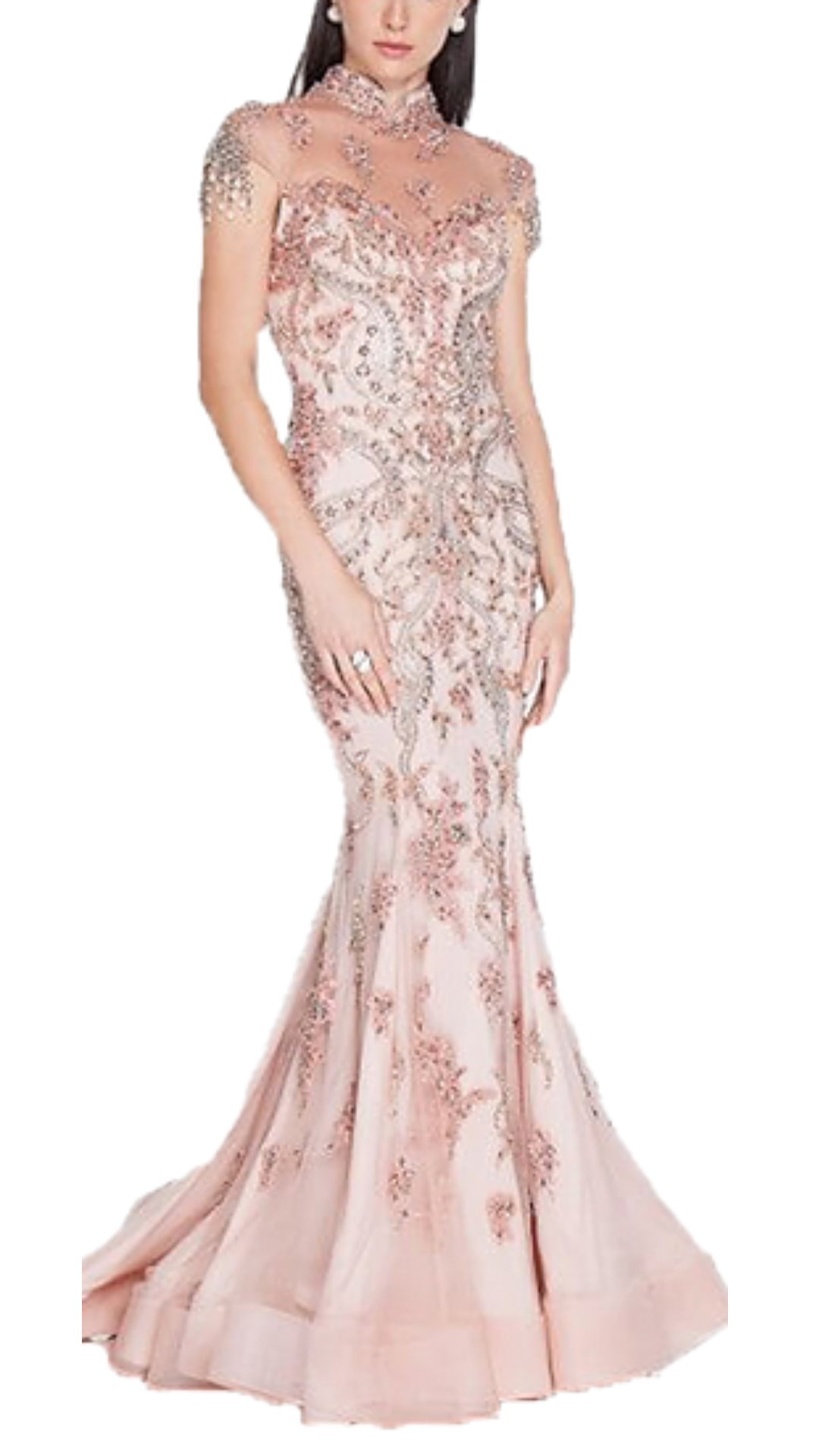 Jovani Constance Embellished Applique Gown in Pink