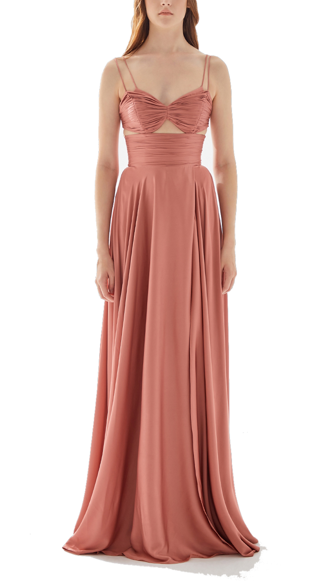 Tarik Ediz Milky Strappy Cut-Out Gown in Sunset