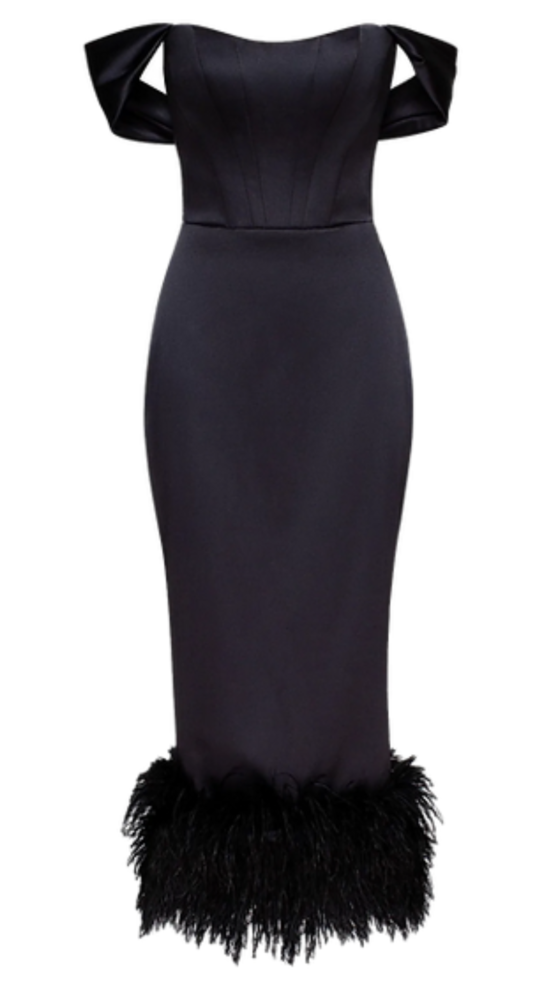 Milla Nixie Off-Shoulder Feather Cocktail Dress in Black