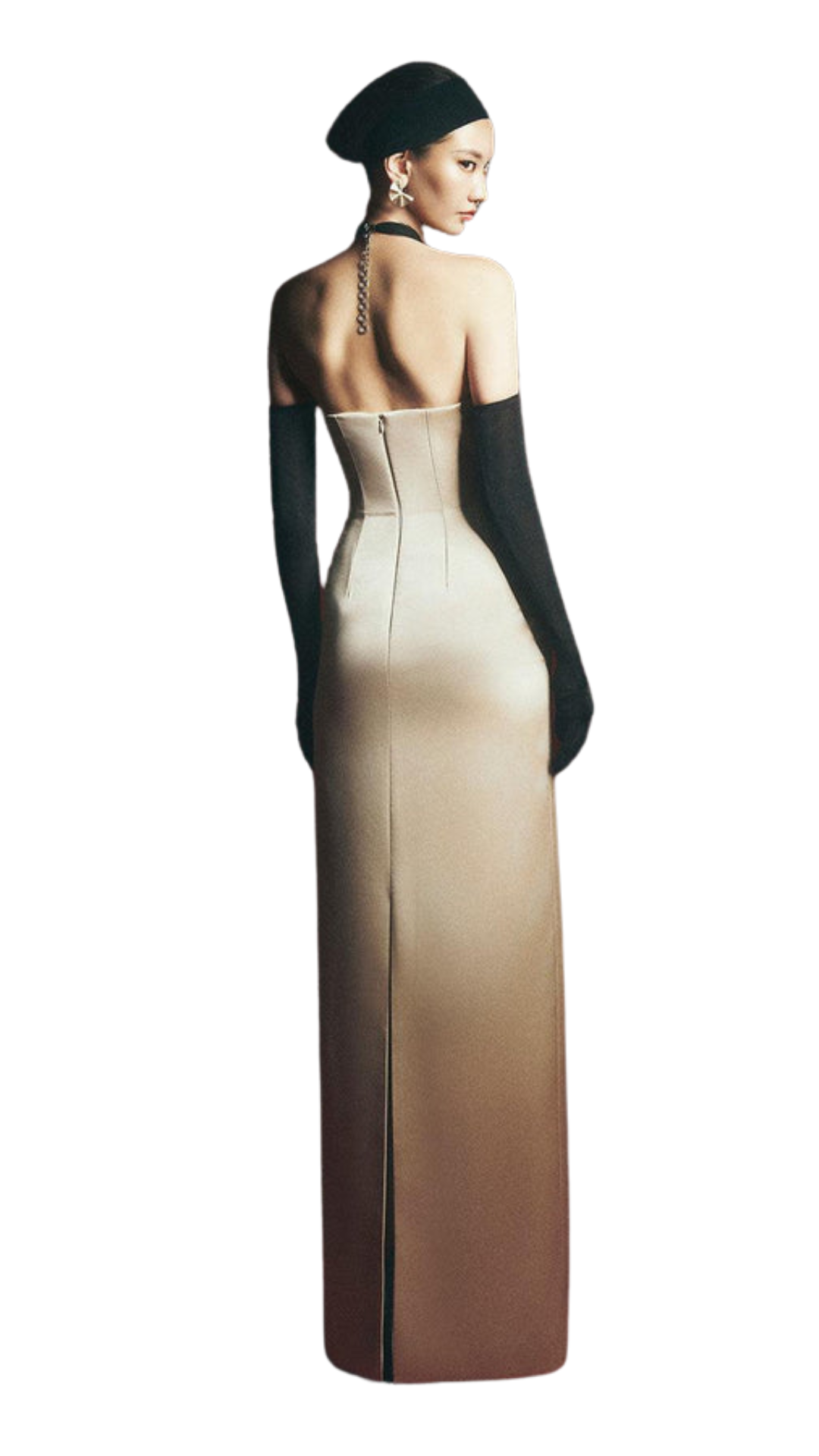 Style Lease Bautista Sheath Criss Cross Neck Satin Dress in Nude