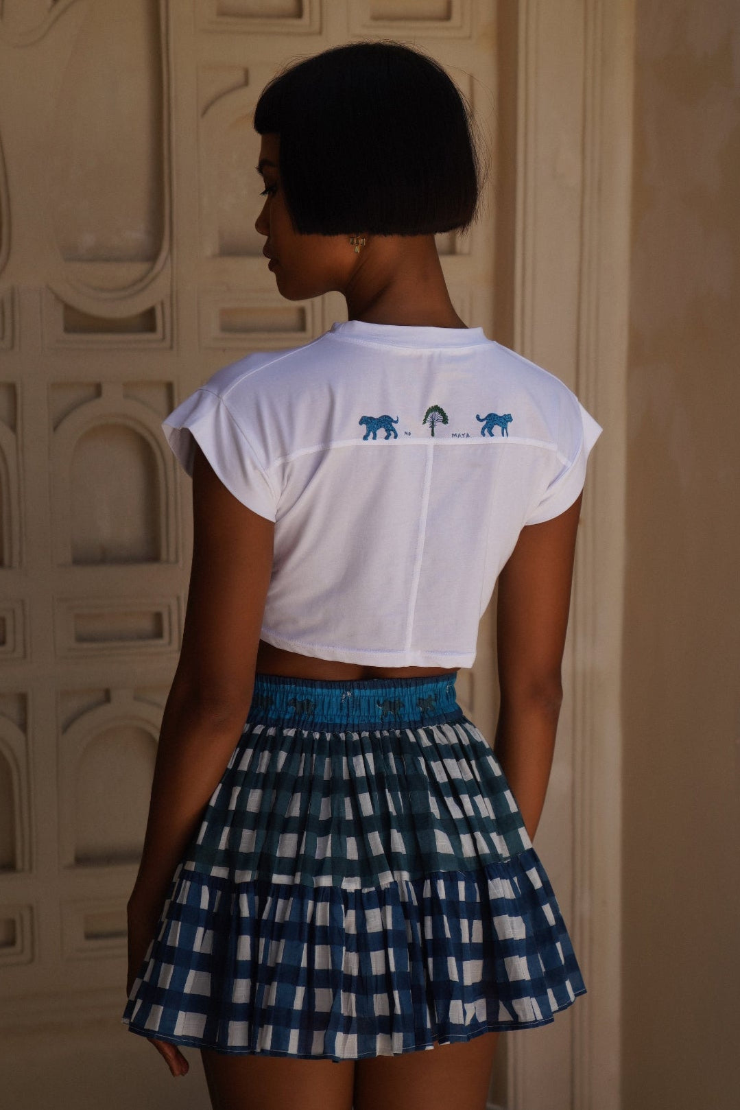 Crop T-shirt (Blue Leopard)