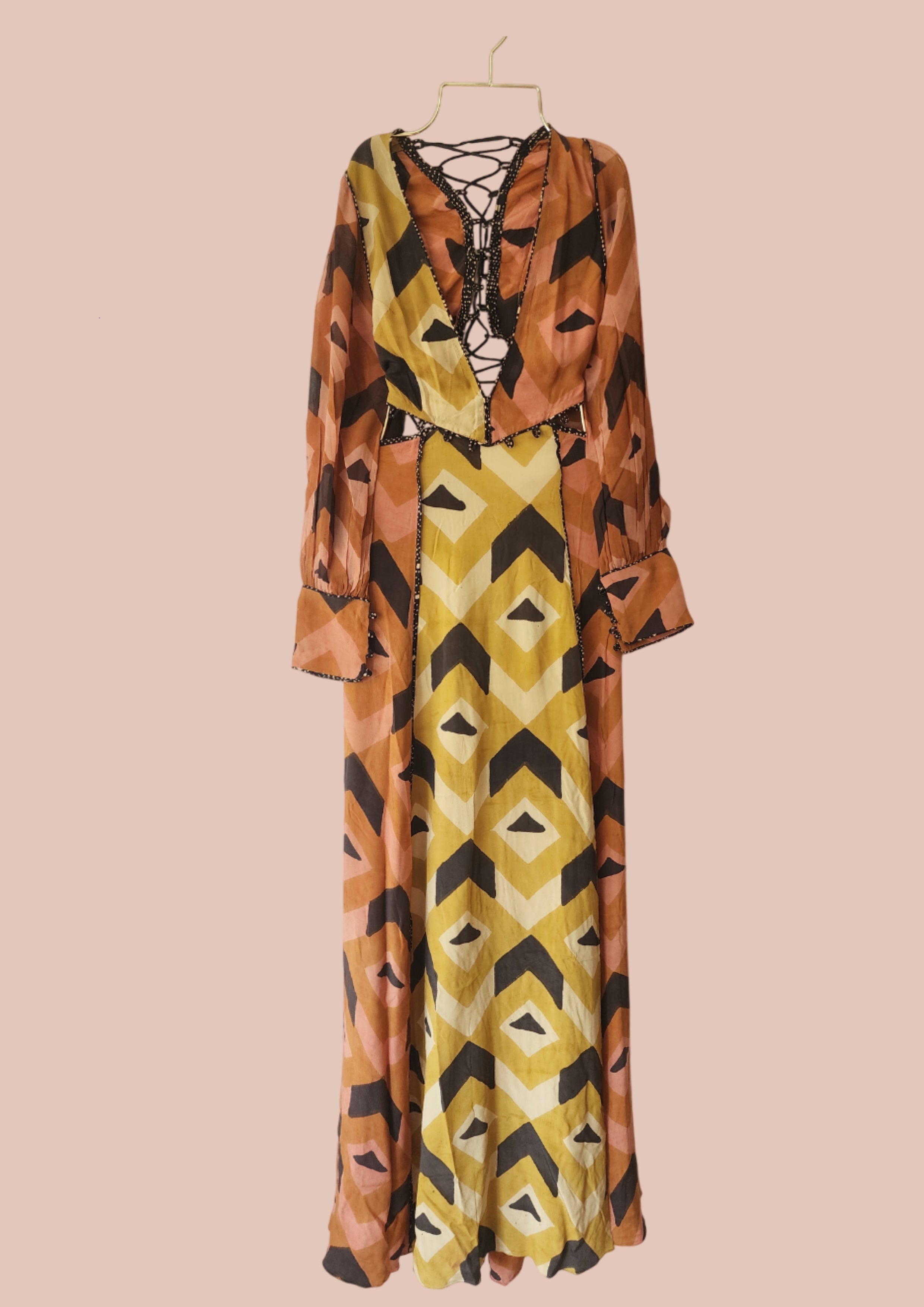 Sand print silk dress