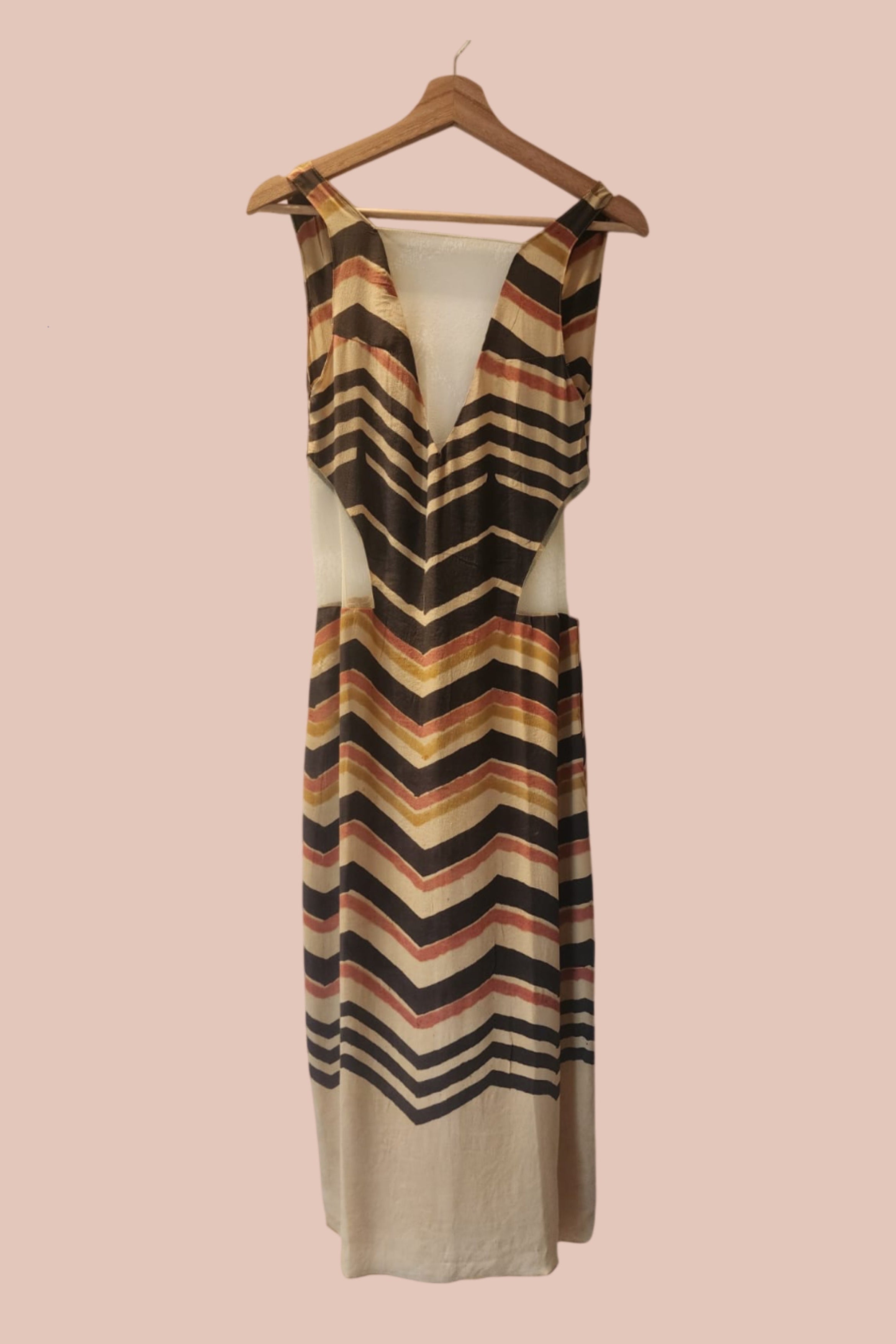 Chevron silk dress