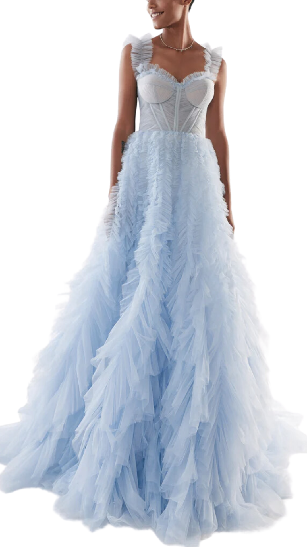 Milla Ruffled Evening Fluffy Dress in Light Blue
