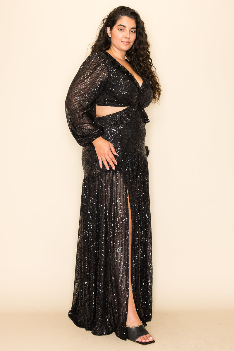 Plus Size Long Sleeve Maxi Dress