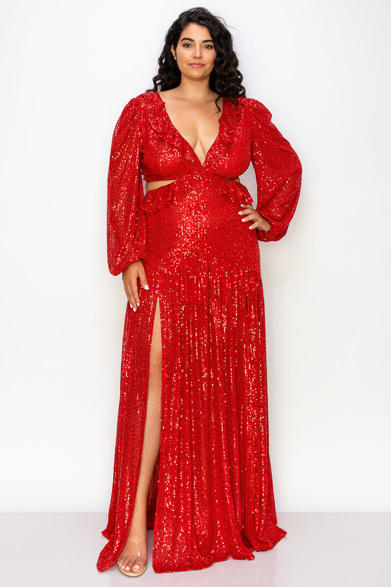 Plus Size Long Sleeve Maxi Dress