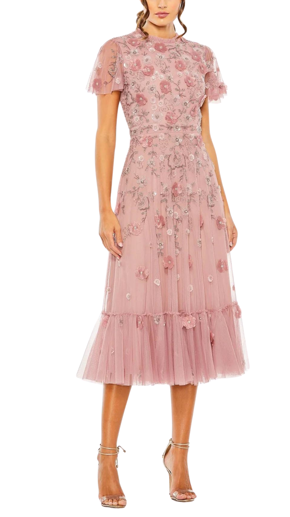 Mac Duggal Sophie Embellished High Neck in Berry