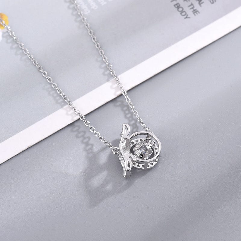 Dainty CZ Inlaid Crystal Rolling Heart Cinnamoroll Necklace