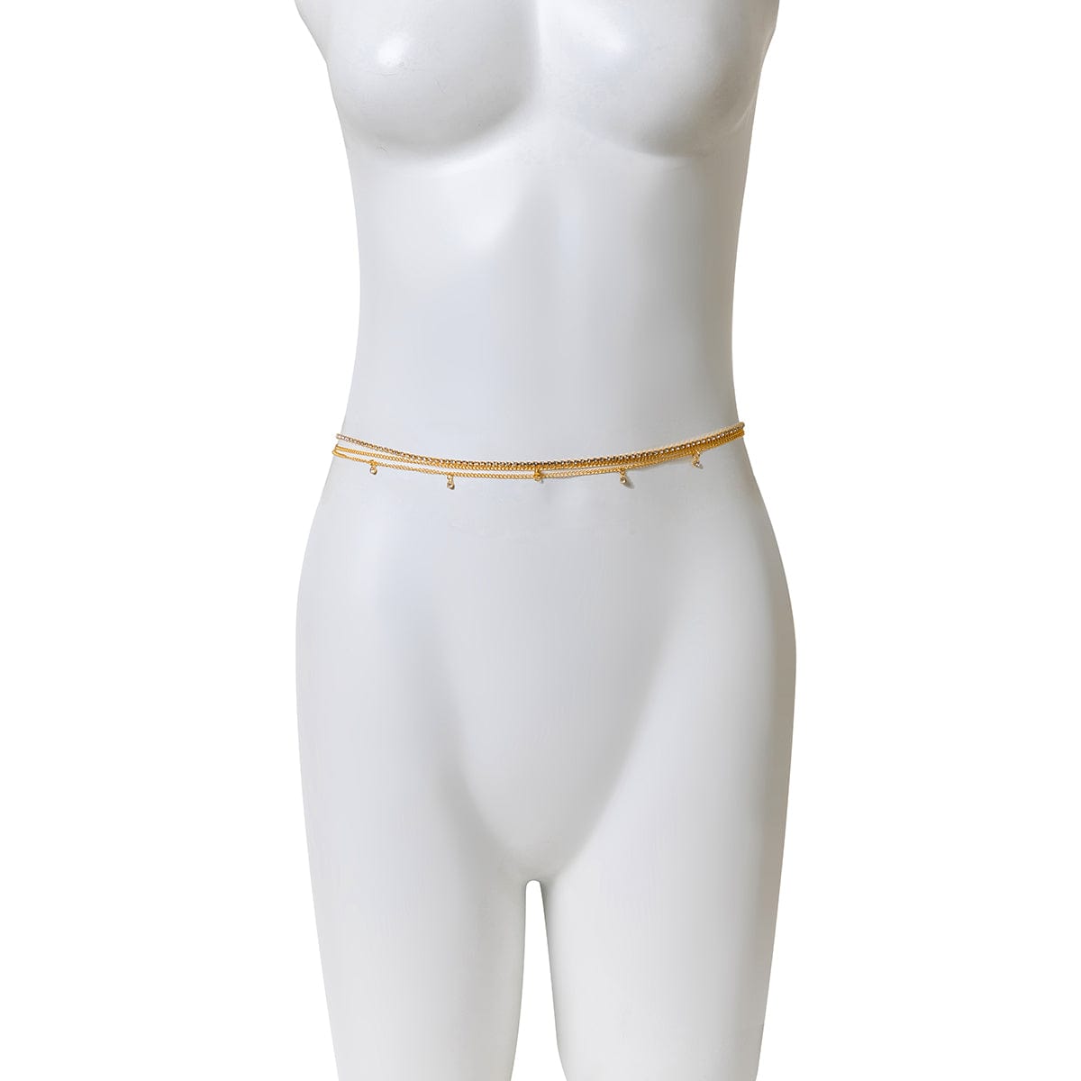 Dainty CZ Inlaid Crystal Tassel Waist Chain Set