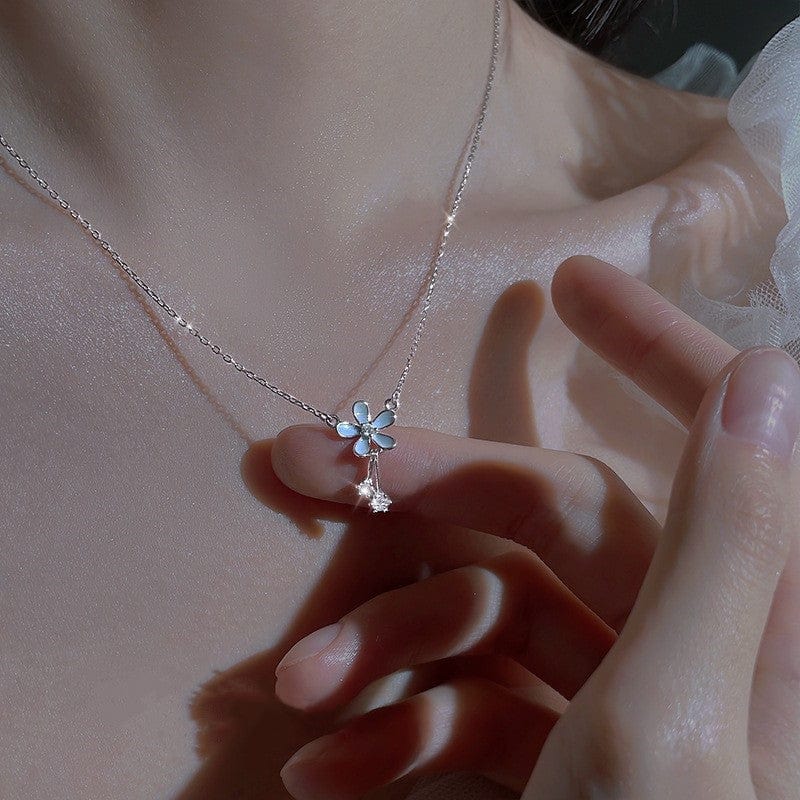 Dainty CZ Inlaid Enamel Daisy Necklace