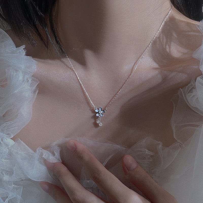 Dainty CZ Inlaid Enamel Daisy Necklace