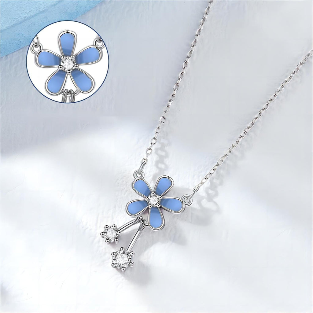 Dainty CZ Inlaid Enamel Daisy Necklace