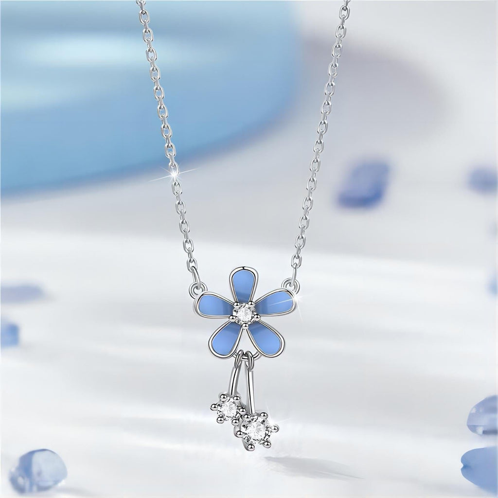 Dainty CZ Inlaid Enamel Daisy Necklace