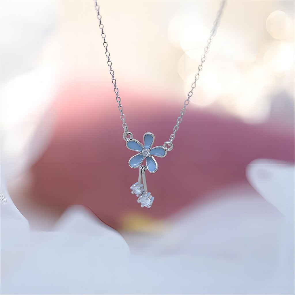 Dainty CZ Inlaid Enamel Daisy Necklace
