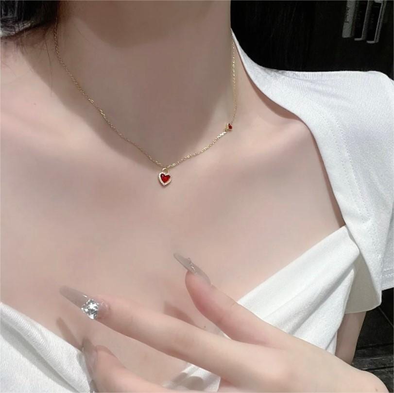 Dainty CZ Inlaid Lock And Key Heart Necklace