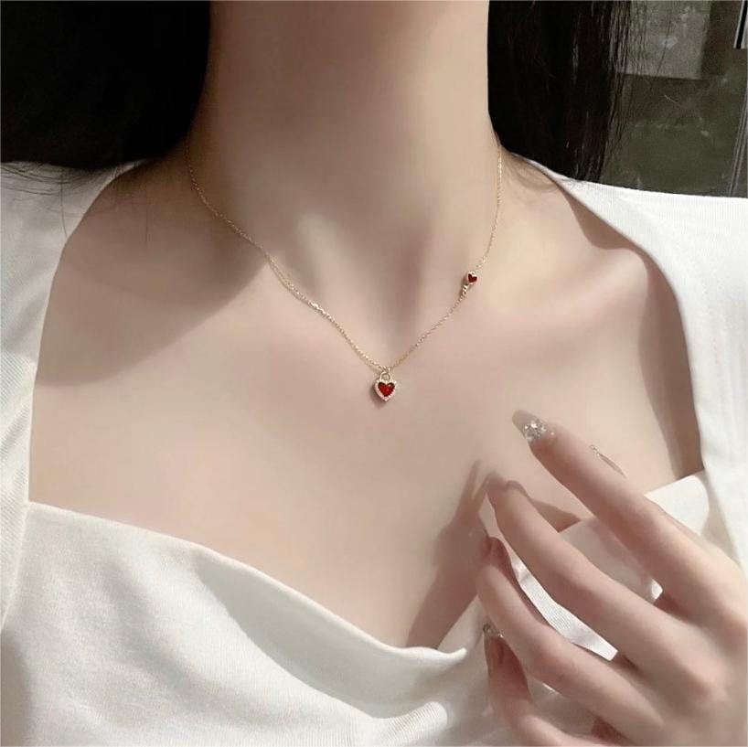 Dainty CZ Inlaid Lock And Key Heart Necklace