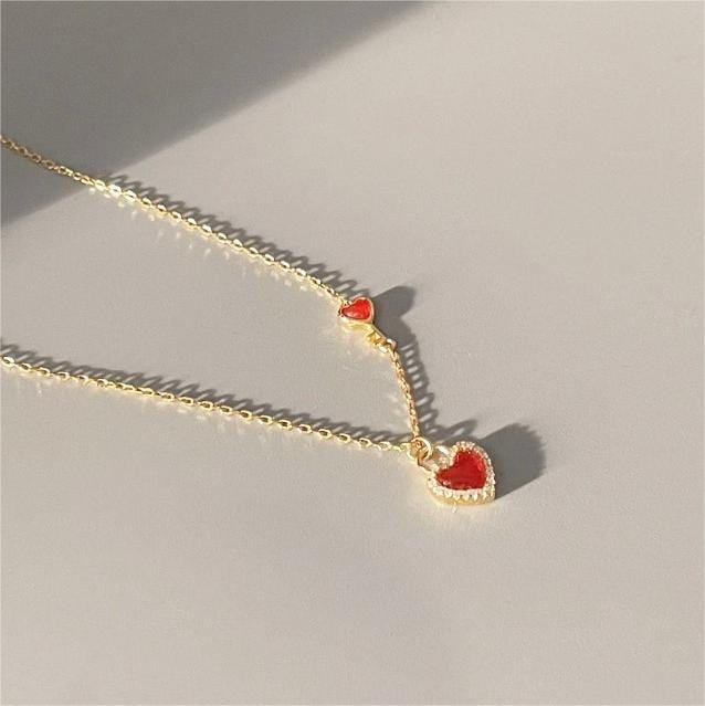 Dainty CZ Inlaid Lock And Key Heart Necklace